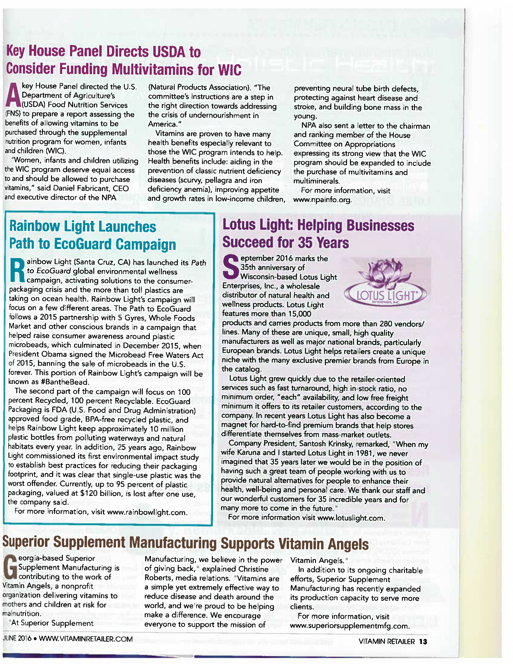 Our feature article in the magazine